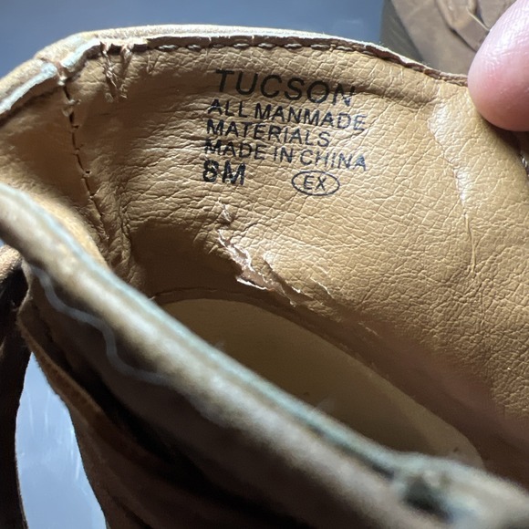 Pop Boots Womens 8 M TUCSON Booties Tan Faux Leather Fringe Tassels Western TIE - Picture 6 of 8